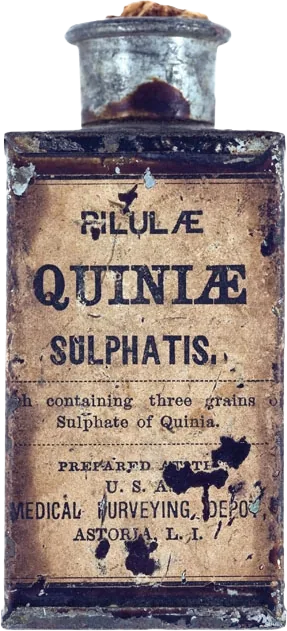 Frasco de quinina, Indias Orientales, 1840